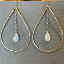 Load image into Gallery viewer, The Katie Hammered 2.5" Hoop Earrings with Smooth Moonstones, OOAK