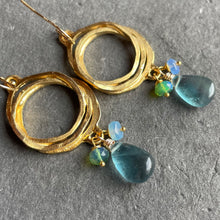Load image into Gallery viewer, Multi Hoop Fluorite and Opal Earrings, OOAK