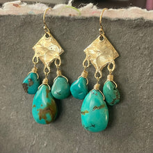 Load image into Gallery viewer, Natural Turquoise Marquise Artisan Chandeliers, OOAK