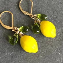 Load image into Gallery viewer, Lemon and Peridot Earrings, 14k Gold Filled