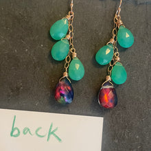 Load image into Gallery viewer, Ammolite and Carnelian Dangle Earrings, Rose Gold Filled and other metal options