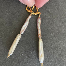 Load image into Gallery viewer, Japanese 2 Color Biwa Freshwater Pearl Dangle Earrings, OOAK