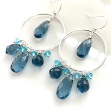 Load image into Gallery viewer, London Blue Double Decker Hoop Earrings