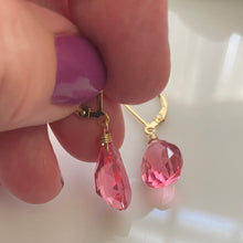 Load image into Gallery viewer, Sparkling Tourmaline Pink Dangle Earrings