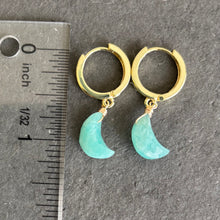 Load image into Gallery viewer, Amazonite Moon Huggie Earrings, OOAK