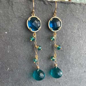 Paraiba and London Blue Dangle Earrings