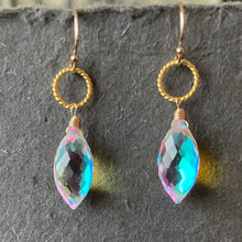 Load image into Gallery viewer, Dewdrop Rainbow Opalite Hoop earrings, metal and earwire options