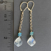 Load image into Gallery viewer, Moroccan Cut Moonstone and Opal Long Dangles, OOAK