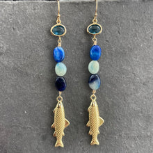 Load image into Gallery viewer, Golden Fish Earrings, Rare Afghanite, OOAK no. 2