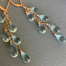 Load image into Gallery viewer, More Cowbell Natural Blue Topaz Trio Earrings, Metal Options, 6 stone