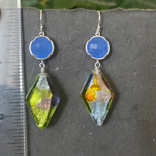 Load image into Gallery viewer, Murano Glass and Periwinkle Earrings, OOAK