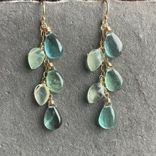 Load image into Gallery viewer, Watercolor Cascade Earrings - Fluorite, OOAK