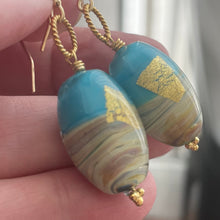 Load image into Gallery viewer, Sea Layers Foiled Italian Murano Glass Earrings