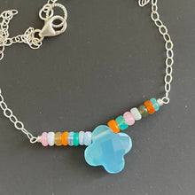 Load image into Gallery viewer, Chalcedony and Opal Clover Necklace