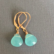 Load image into Gallery viewer, Aqua Chalcedony Leverback Earrings, metal options