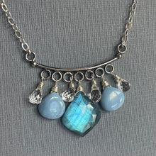 Load image into Gallery viewer, Labradorite Moroccan Cut and Peruvian Opal Necklace, OOAK