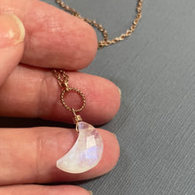 Load image into Gallery viewer, Moonstone Crescent Moon Necklace, Rose Gold, OOAK
