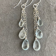 Dripping with Aquamarine Cable Chain Earrings