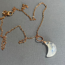Load image into Gallery viewer, Moonstone Crescent Moon Necklace, Rose Gold, OOAK