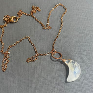 Moonstone Crescent Moon Necklace, Rose Gold, OOAK