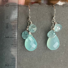 Load image into Gallery viewer, Blue Zircon and Chalcedony Dangle Earrings, OOAK