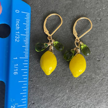 Load image into Gallery viewer, Lemon and Peridot Earrings, 14k Gold Filled