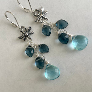 Dragonfly London and Topaz Blue Earrings