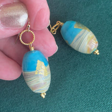 Load image into Gallery viewer, Sea Layers Foiled Italian Murano Glass Earrings