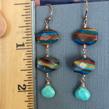 Load image into Gallery viewer, Rainbow Calsilica and Turquoise Dangles, OOAK