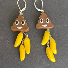 Load image into Gallery viewer, This Sh*t is Bananas! Intro price! Dangle earrings, poop emoji earrings