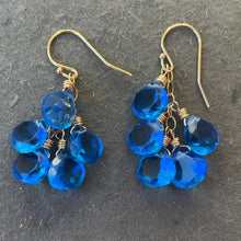 Load image into Gallery viewer, Deep Tanzanite Blue Earrings, Leverback Optional, Super Sparkly Quartz