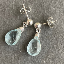Load image into Gallery viewer, Aquamarine Post Earrings no218a