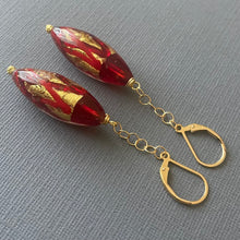 Load image into Gallery viewer, Miss Scarlet Sommerso Murano Glass Dangle Earrings, OOAK