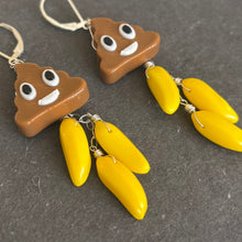 Load image into Gallery viewer, This Sh*t is Bananas! Intro price! Dangle earrings, poop emoji earrings