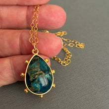 Load image into Gallery viewer, Emerald Jade, Apatite &amp; Mohave Copper Turquoise Pendant Necklace, OOAK
