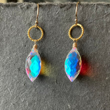 Load image into Gallery viewer, Dewdrop Rainbow Opalite Hoop earrings, metal and earwire options