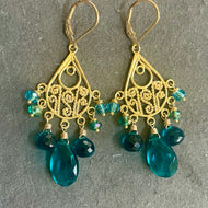 Paraiba Gold Vermeil Balinese Earrings