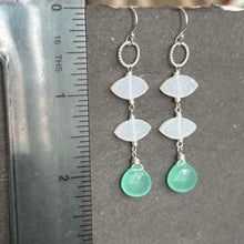 Load image into Gallery viewer, Cloud Dancer PantoneTM Color of the Year 2026 Druzy Aqua Chalcedony Earrings, metal and earwire options, limited quantity
