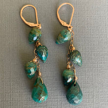 Load image into Gallery viewer, Chrysocolla and Turquoise Rose Gold Earrings, OOAK