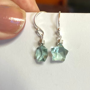 Aqua Quartz Mini Star Earrings