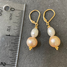 Load image into Gallery viewer, Edison and Freshwater Pearl Dangles, 14k gold filled leverback, OOAK