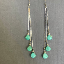 Load image into Gallery viewer, Turquoise Silver Tassel Earrings, Trio, OOAK
