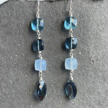 Load image into Gallery viewer, Sparkling Smokey Blue Tones Cushion Cut Earrings