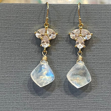 Load image into Gallery viewer, Super Sparkle Earrings, Moroccan Rainbow Moonstone, OOAK