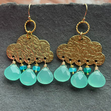 Load image into Gallery viewer, Chalcedony and Opal Raincloud Earrings, OOAK