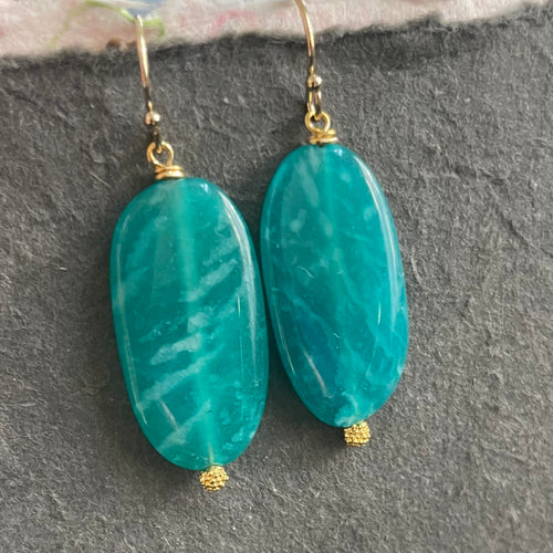 Smooth Amazonite Earrings, OOAK