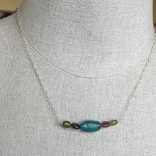 Load image into Gallery viewer, Fluorite and Tourmaline 5 Stone Necklace OOAK