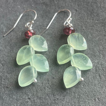 Load image into Gallery viewer, Prehnite Leaf Cut Earrings , Sterling Silver OR 14k gold filled