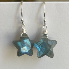 Load image into Gallery viewer, Labradorite Star Earrings, metal choices