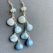 Load image into Gallery viewer, Peruvian Blue Opal and Welo Opal Cascade have Earrings, metal and earwire options